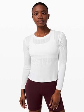 lululemon athletica White Perforated Long-Sleeve Performance Top